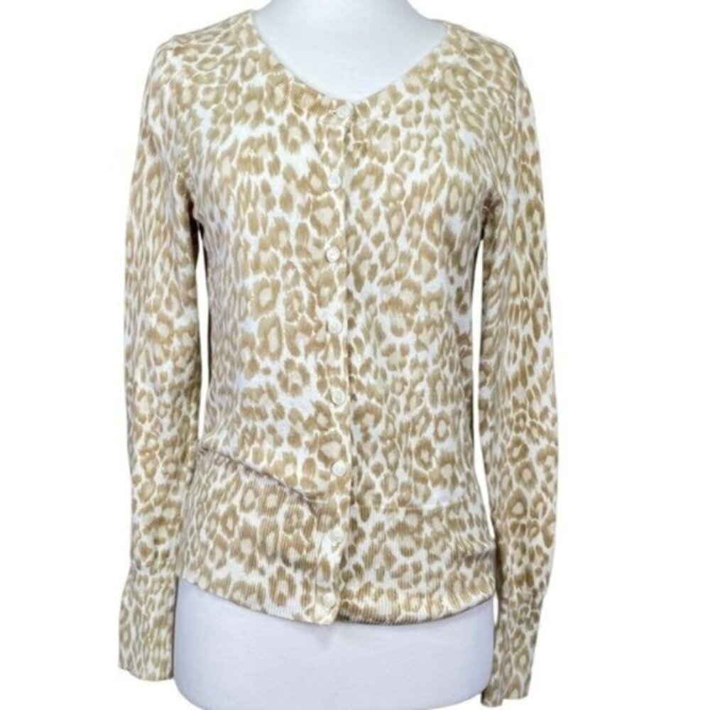 Gap Cardigan Animal Print Button Front Size Medium